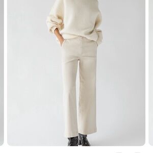 OAK + FORT Cream Twill Wide Leg Pants